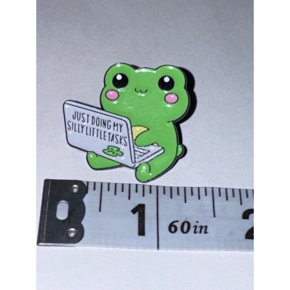 Just doing my silly little tasks Frog Pin Brooch